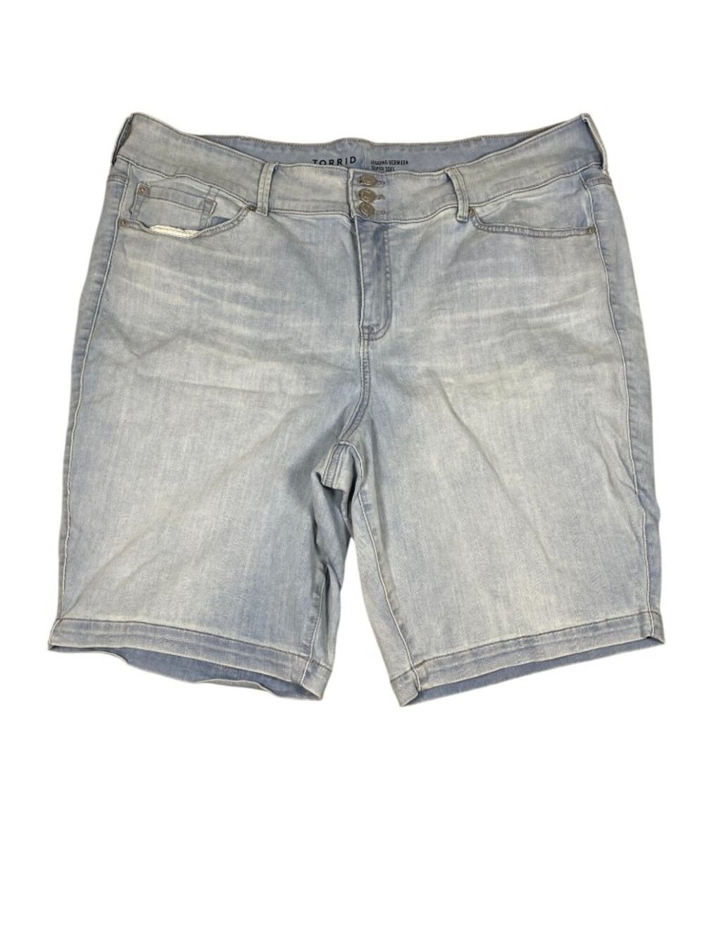 Torrid Womens Light Wash Super Soft Jegging Bermuda Shorts Cotton Blend 24
